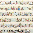 生地 『オックス カットクロス 約110cm×50cm ピーターラビット ピクチャーブック柄 グリーン×ブルー PROK-07A』