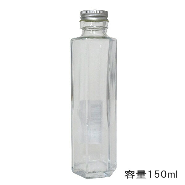ハーバリウムボトル 『ガラスボトル六角150ml キャップ銀 314112』 amifa アミファ