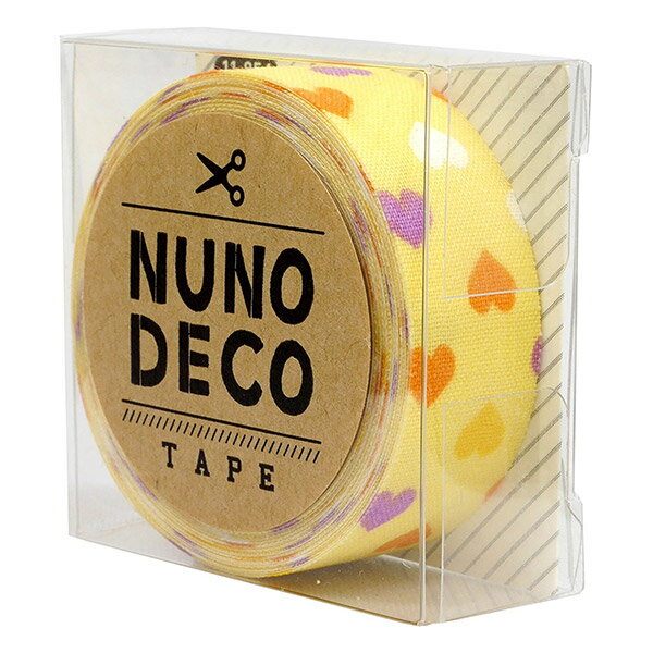 KAWAGUCHI(カワグチ) 『NUNO DECO TAPE (ヌノデコテープ)　きいろカラフルハート』 11-854 アイロンで簡単接着・水洗いもOK！ 人気のKAWAGUCHI(カワグチ) 『NUNO DECO TAPE (ヌノデコテープ)から、新柄が登場！ お子さんの入園・入学に使う、用具や洋服、 学校やオフィスなどで使うマイ文具などの目印に 布素材の、ナチュラルシンプルな単色やオシャレでカワイイ、トレンド柄まで 身の周り品をアレンジしてみてはいかがですか？ ◆サイズ：幅1.5cm (1.2m巻） ◆色/柄：キイロカラフルハート ※モニターによって実物のお色と若干異なる場合がございます。 【手芸用品・毛糸・生地の専門店 ユザワヤ】