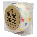 KAWAGUCHI(カワグチ) 『NUNO DECO TAPE (ヌノデコテープ)　しろいカラフルスター』 11-860 アイロンで簡単接着・水洗いもOK！ 人気のKAWAGUCHI(カワグチ) 『NUNO DECO TAPE (ヌノデコテープ)から、新柄が登場！ お子さんの入園・入学に使う、用具や洋服、 学校やオフィスなどで使うマイ文具などの目印に 布素材の、ナチュラルシンプルな単色やオシャレでカワイイ、トレンド柄まで 身の周り品をアレンジしてみてはいかがですか？ ◆サイズ：幅1.5cm (1.2m巻） ◆色/柄：シロイカラフルスター ※モニターによって実物のお色と若干異なる場合がございます。 【手芸用品・毛糸・生地の専門店 ユザワヤ】