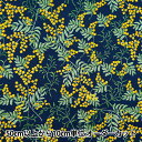 【数量5から】 生地 『日比谷花壇 花屋さんのお花柄 シーチング Defensive flowers Mimosa柄 NVネイビー HBY-10005-NV』