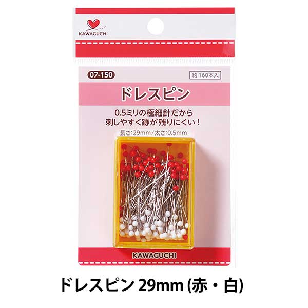 Needles - 待ち針 『ドレスピン パック式 25g 赤 白 07-150』 KAWAGUCHI カワグチ 河口