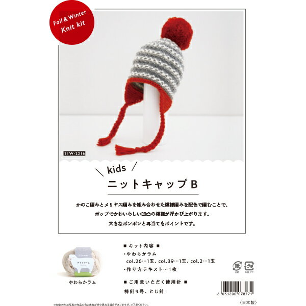 編み物キット 『キッズニットキャップB 21W-2216』 DARUMA ダルマ 横田のサムネイル
