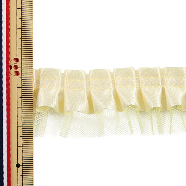 【数量5から】 フリルリボンテープ 『サテンチュール 幅約35mm 4番色 黄色 IR007-4』
