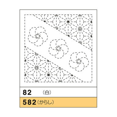 刺しゅう布 『刺し子 花ふきん 布パック ねじり梅と麻の葉 白』 Olympus オリムパス