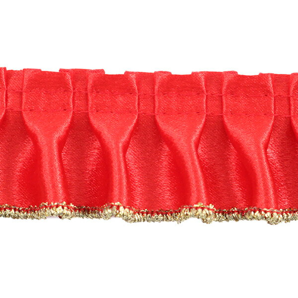 【数量5から】フリルリボンテープ 『サテンフリル 幅約35mm 7番色 赤×金 501F-7G』