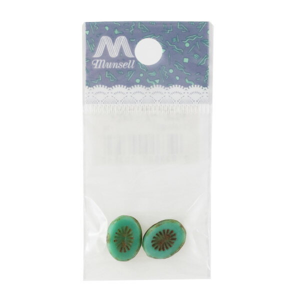 ビーズ 『チェコビーズ アネモネ グリーンターコイズ 14*10mm 2粒入』