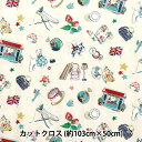 生地 『Cath Kidston シーチングラミネート カットクロス 約103×50cm Cath Icons アイボリー CGRXL-9100-1C』