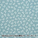 【数量5から】 生地 『シーチング モノバードリボン くすみブルー NO-RIBB-C』