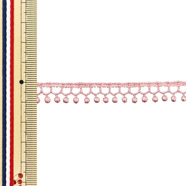 【数量5から】 レースリボンテープ 『シルバーラメケミカルレース 幅約11mm ミルキーピンク 875008S-31』 2