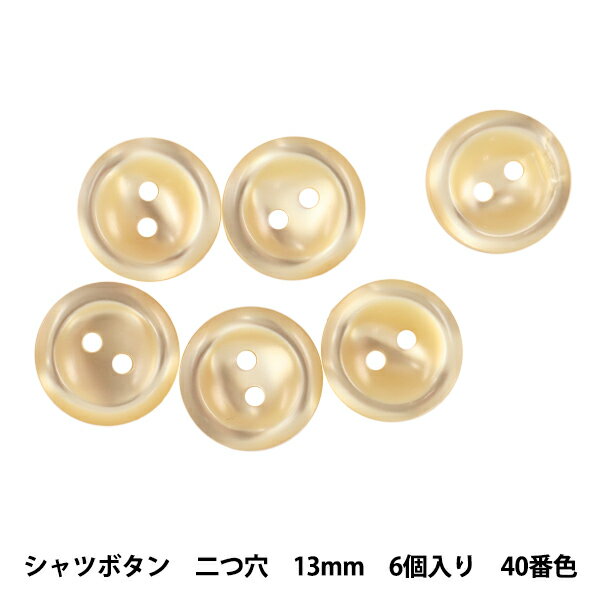 ボタン 『シャツボタン 二つ穴 13mm 6個入り 40番色 PVSO9003-40-13』