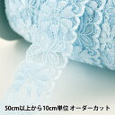 【数量5から】 レースリボンテープ 『ストレッチレース 幅約40mm 水色 YD41010-3』
