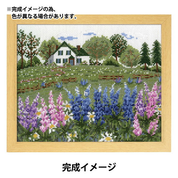 刺しゅうキット 『刺繍キット オノエ・メグミ 物語からの花咲く風景 ルピナスの花咲くアンの家 (オフホワイト) 74』 Olympus オリムパス