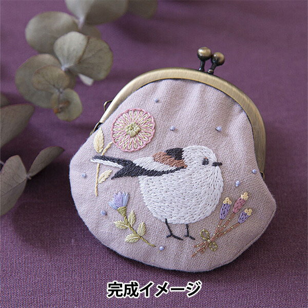 刺しゅうキット 『やわらぎの花々とまんまるシマエナガさんのがま口 PHC-113-1』 Piece ピースのサムネイル