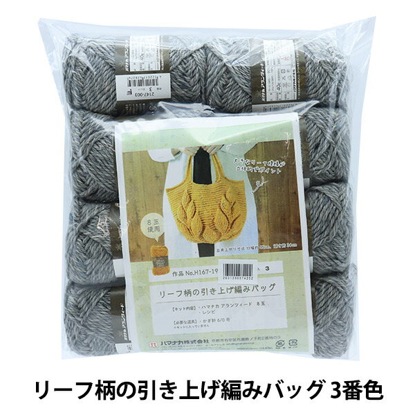 毛糸セット 『リーフ柄の引き上げ編みバッグ (編み図レシピ付き) 3番色』 Hamanaka ハマナカ