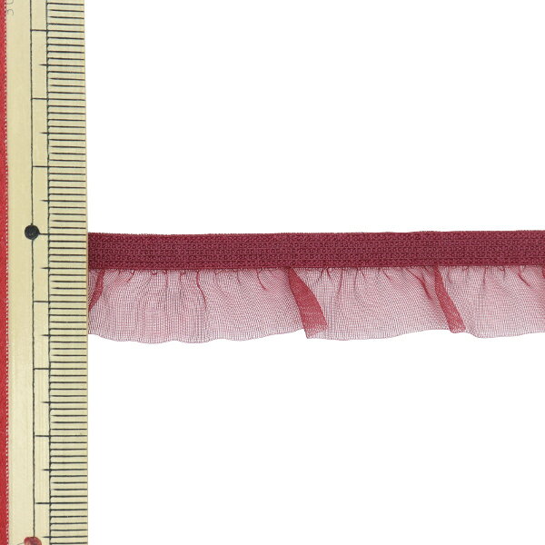 【数量5から】 手芸ひも 『オーガンジーストレッチフリルテープ レッド 114-320-125』