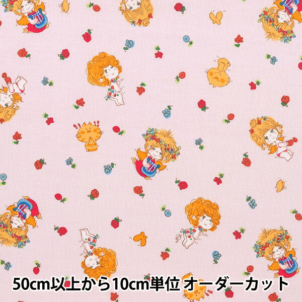 【数量5から】 生地 『水森亜土 天使とお花 シーチング ピンク ADOF-01P』