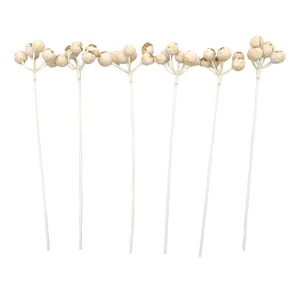 造花 シルクフラワー 『ベリーピック 6本入り ホワイトゴールド A-74608-001G』 asca アスカ商会