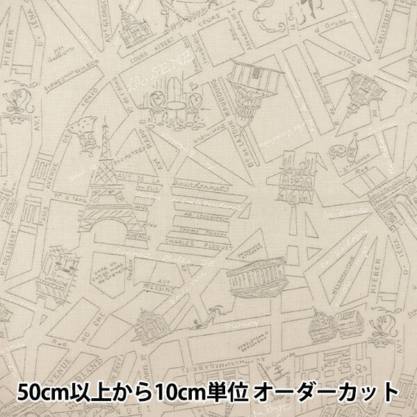  生地 『スケア ラッカープリント 地図柄 キナリ×グレー KW-3115-4F』