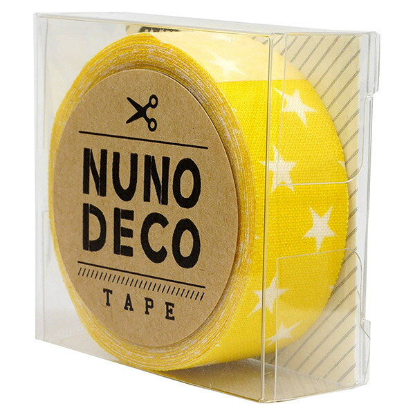 KAWAGUCHI(カワグチ) 『NUNO DECO TAPE (ヌノデコテープ)　きいろスター』 11-858　　　　　　　　　　　 アイロンで簡単接着・水洗いもOK！ 人気のKAWAGUCHI(カワグチ) 『NUNO DECO TAPE (ヌノデコテープ)から、新柄が登場！ お子さんの入園・入学に使う、用具や洋服、 学校やオフィスなどで使うマイ文具などの目印に 布素材の、ナチュラルシンプルな単色やオシャレでカワイイ、トレンド柄まで 身の周り品をアレンジしてみてはいかがですか？ ◆サイズ：幅1.5cm (1.2m巻） ◆色/柄：キイロスター ※モニターによって実物のお色と若干異なる場合がございます。 【手芸用品・毛糸・生地の専門店 ユザワヤ】