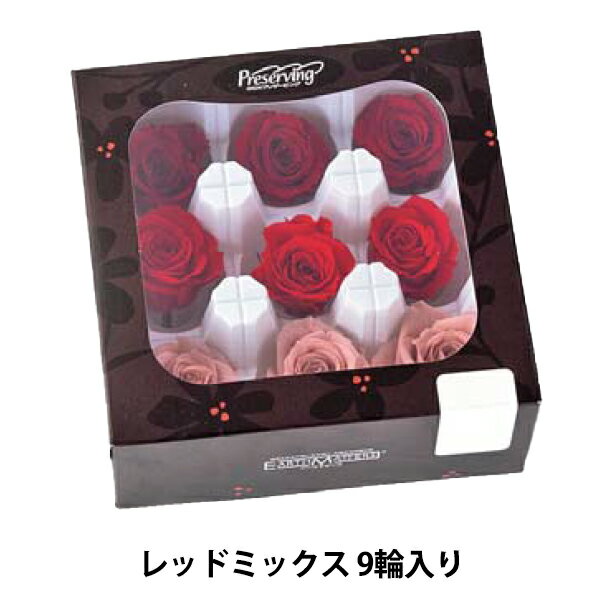 プリザーブドフラワー 『ローズ いずみ カラーアソート レッドミックス 9輪入り 03484-310』