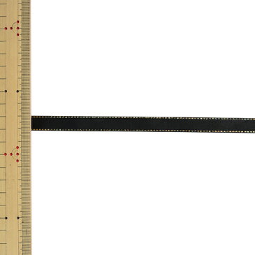 【数量5から】リボン 『グリッターWサテン ゴールド 幅約1.2cm 117番色 ブラック 33116』 TOKYO RIBBON 東京リボン