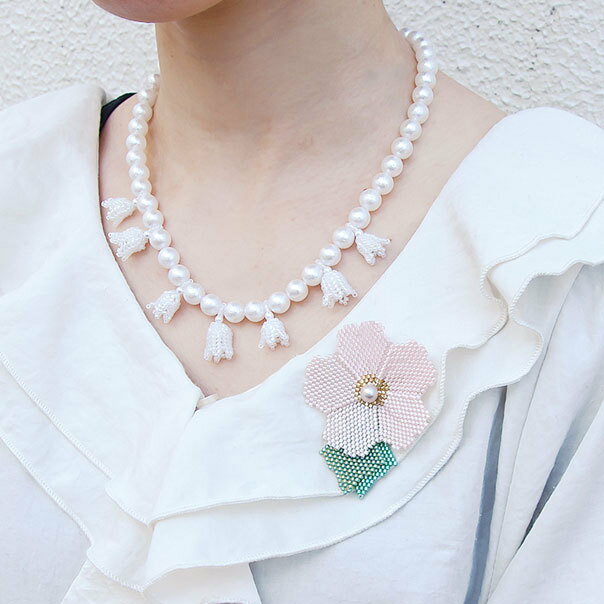 【ジャンルセール】 ビーズキット 『フルールビジュ Cherry blossom (さくら) ブローチ 3』 TOHO BEADS トーホービーズ 【お買い物マラソン】 2