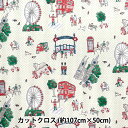 生地 『Cath Kidston オックスラミネート カットクロス 約107×50cm Lovely London クリーム CGRXL-9103-1A』