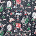 生地 『Cath Kidston オックスラミネート カットクロス 約107×50cm Lovely London ブラック CGRXL-9103-1C』