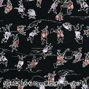 【数量5から】 生地 『シーチング モダン和柄 鳥獣戯画 黒 8800-34D』