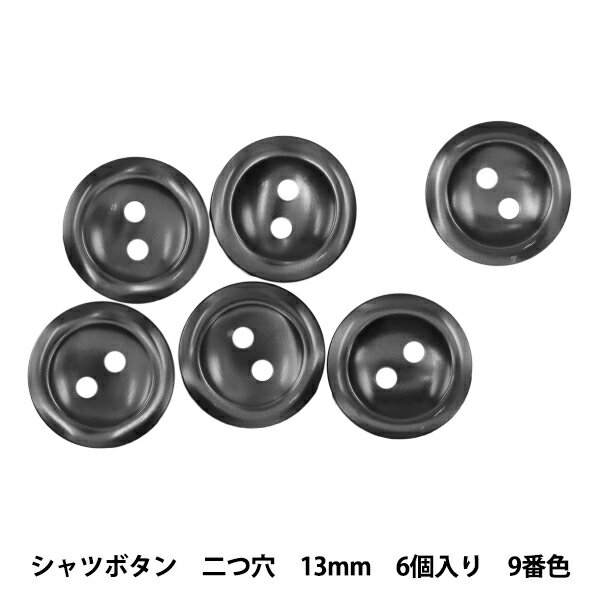 ボタン 『シャツボタン 二つ穴 13mm 6個入り 9番色 PVSO9003-09-13』