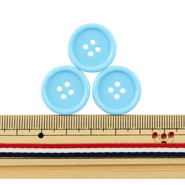 ボタン 『四つ穴ボタン 20mm 3個入り 水色 PYTD10-20』