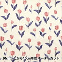 【数量5から】 生地 『シーチング パレット チューリップ キナリ 144-8055-I1NA』 【ユザワヤオリジナル】