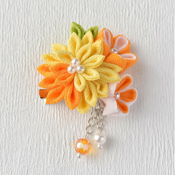 手芸キット 『タカギ 彩花ブローチ 黄色 LH-414 アクセサリー ブローチ 京ちりめん つまみ細工 和手芸 ..