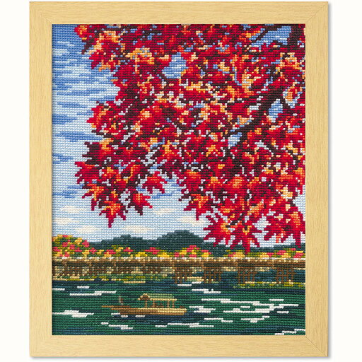 刺しゅうキット 『クロスステッチ刺繍キット 日本の名所 紅葉の嵐山 7388』 Olympus オリムパス 刺しゅうキット 『クロスステッチ刺繍キット 日本の名所 紅葉の嵐山 7388』 Olympus オリムパス
