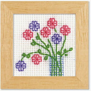 刺しゅうキット 『クロスステッチ刺繍キット 宗諒子のかんたんnewステッチ フワラーベース (専用額付き) 7380』 Olympus オリムパス