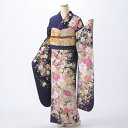 【中古】【購入品】振袖 フルセット LLサイズ 花柄 青・紺系 成人式 リユース 状態:A 販売 振袖フルセット 正絹 結婚式 卒業式 結納 26692