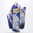 【中古】【購入品】振袖 フルセット Lサイズ 青・紺系 古典柄 成人式 リユース 状態:A 販売 振袖フルセット 正絹 結婚式 卒業式 結納 20915