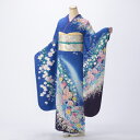 【レンタル】【成人式】振袖 フルセット Mサイズ 青・紺系 古典柄 振袖フルセット 結婚式 卒業式 結納 レンタル着物 20392