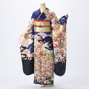 【レンタル】【成人式】振袖 フルセット Lサイズ 青・紺系 ほぼ新品 結婚式 卒業式 結納 レンタル着物