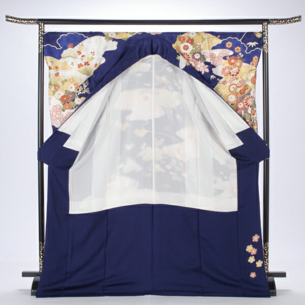 【レンタル】【成人式】振袖 フルセット Lサイズ 青・紺系 ほぼ新品 結婚式 卒業式 結納 レンタル着物