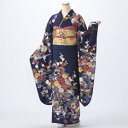 【中古】【購入品】振袖 フルセット Mサイズ 古典柄 青・紺系 成人式 リユース 状態:S 販売 振袖フルセット 正絹 結婚式 卒業式 結納 20483