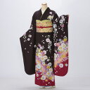 【レンタル】【成人式期間外】振袖 フルセット Lサイズ 花柄 茶系 状態:A 振袖フルセット 成人式 結婚式 卒業式 結納 リユース レンタル着物 (5泊6日:...