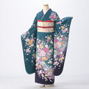 【レンタル】【成人式期間外】振袖 フルセット LLサイズ 花柄 グリーン系 状態:A 成人式 結婚式 卒業式 結納 リユース レンタル着物 (5泊6日:1月21...