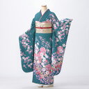 【中古】【購入品】振袖 フルセット Lサイズ 花柄 グリーン系 成人式 リユース 状態:A 販売 結婚式 卒業式 結納 着物 16470