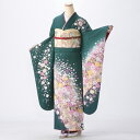 【中古】【購入品】振袖 フルセット Lサイズ 花柄 グリーン系 成人式 リユース 状態:A 販売 結婚式 卒業式 結納 着物 16451