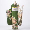 【中古】【購入品】振袖 フルセット Sサイズ 古典柄 グリーン系 成人式 リユース 状態:A 販売 結婚式 卒業式 結納 着物