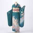 【中古】【購入品】振袖 フルセット Lサイズ 花柄 グリーン系 成人式 リユース 状態:A 販売 結婚式 卒業式 結納 着物