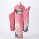 【中古】【購入品】振袖 フルセット Lサイズ 花柄 ピンク・オレンジ系 成人式 リユース 状態:A 販売 結婚式 卒業式 結納 着物 16350