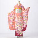 【レンタル】【成人式】振袖 フルセット Lサイズ 花柄 ピンク・オレンジ系 結婚式 卒業式 結納 レンタル着物